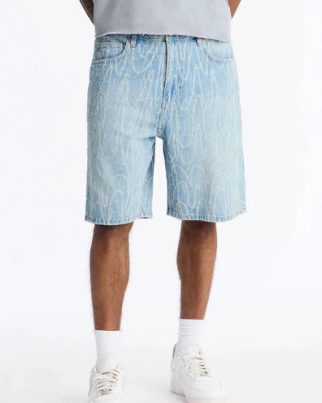 Novamen Men's Swervin Distressed Denim Short