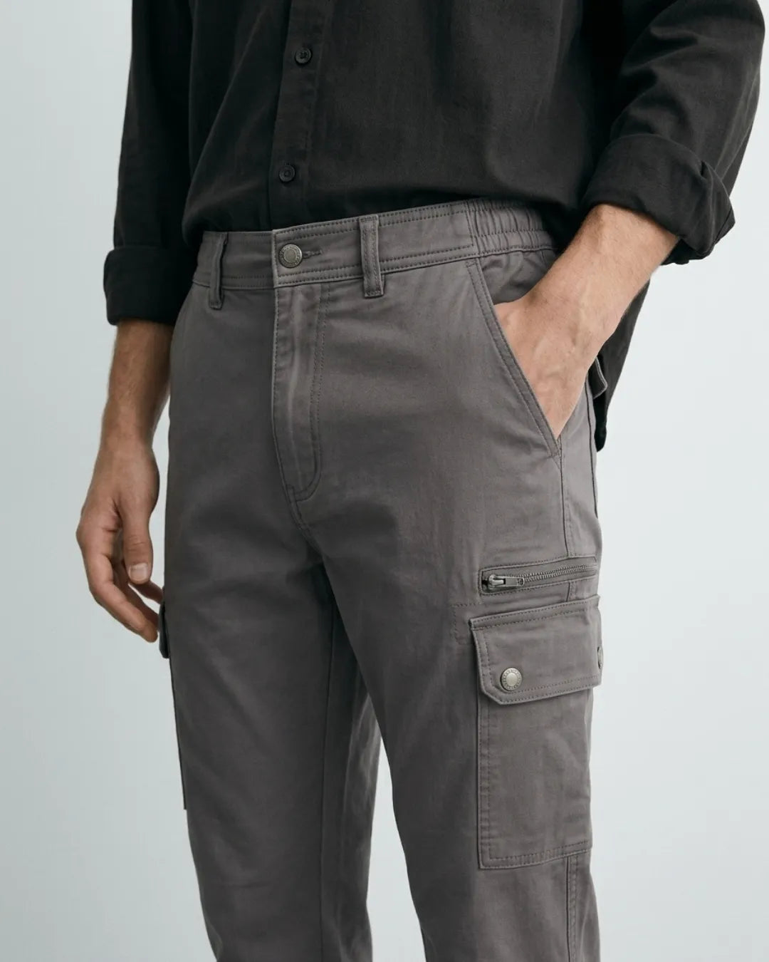 Men’s Straight Fit Cargo Pants - Charcoal Grey