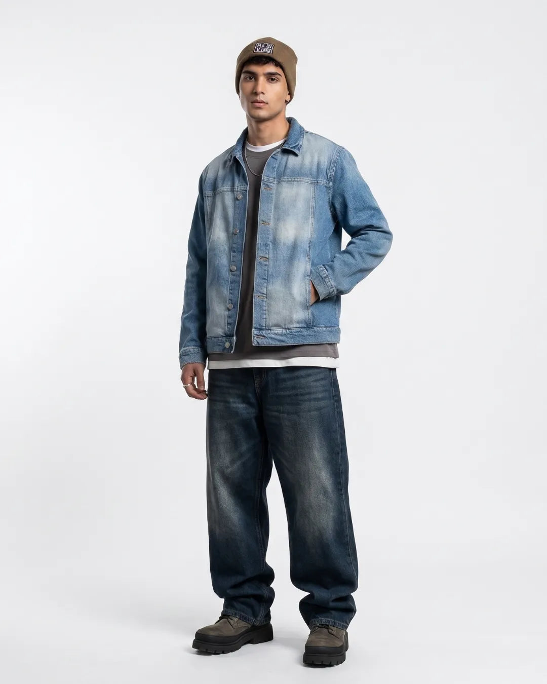 Vintage Wash Oversized Denim Jacket for Men