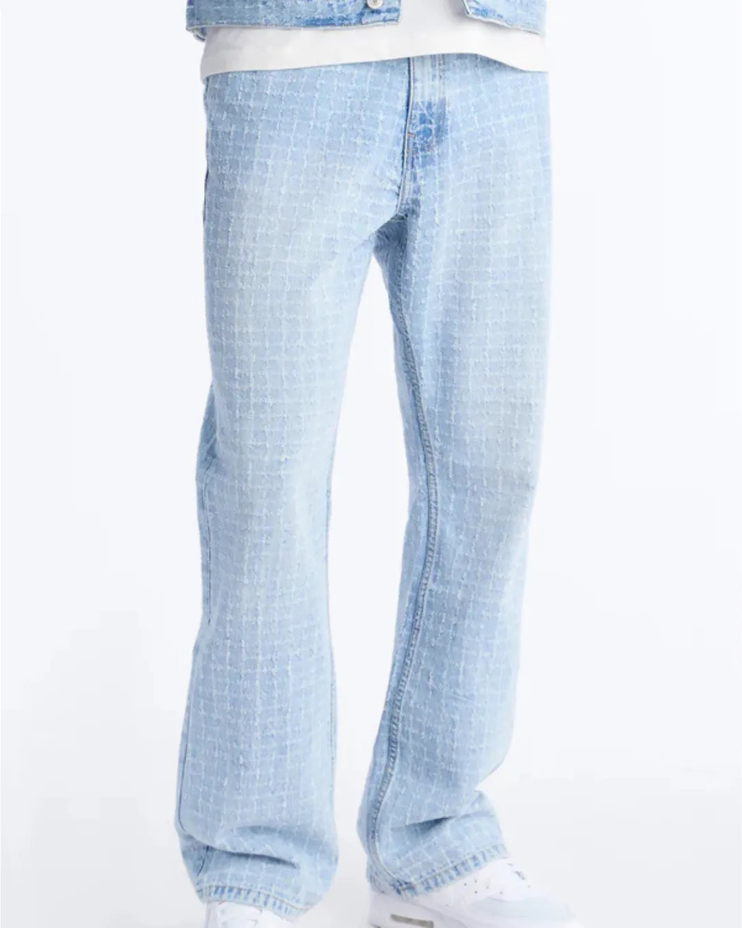 Novamen Men's Straight Flare Windowpane Jeans