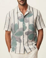 Zara Men's Textured Floral Print Cuban Collar Shirt