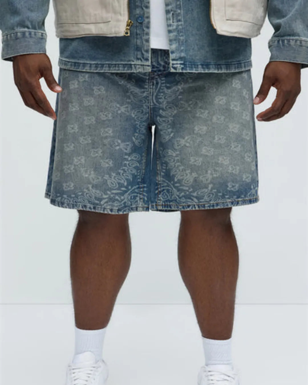 Novamen Men's printed Relaxed Fit Denim Short