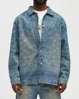 Novamen Men's Paisley Last Denim Button Up Shirt