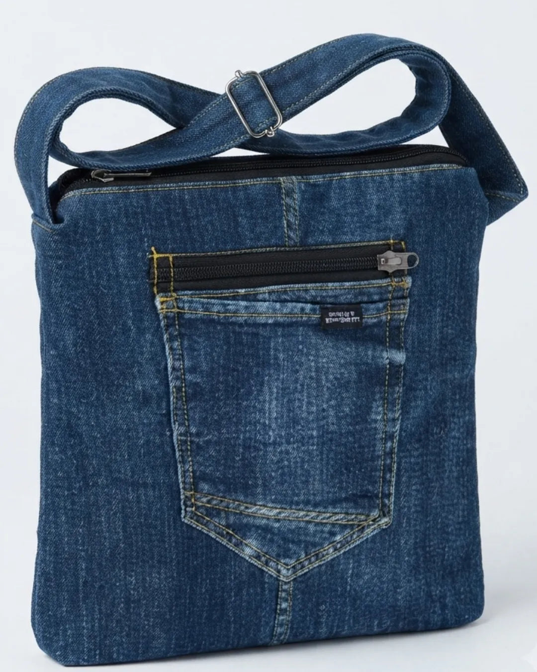 Reworked Denim Crossbody Bag With Dual Pocket Design By TLD
