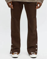 Novamen Men's Brown Stacked Slim Flare Peak Snap Jeans