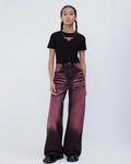 Gloria Jeans Pink Spray Wide Leg Denim