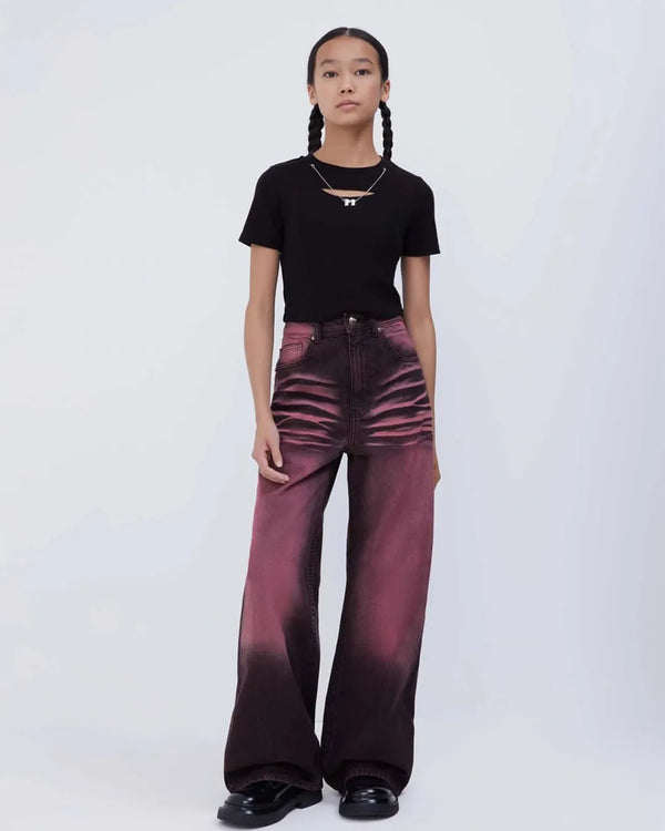 Gloria Jeans Pink Spray Wide Leg Denim