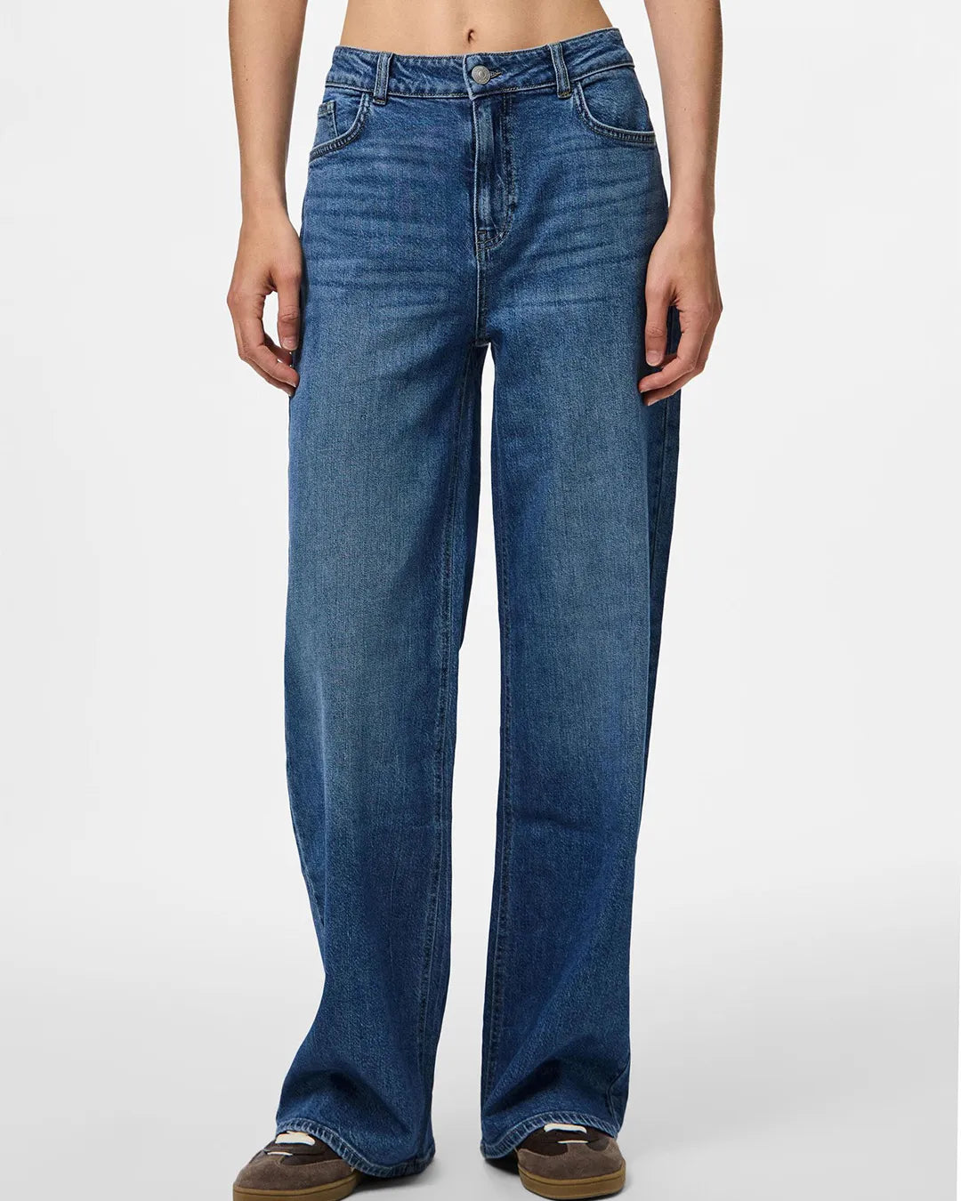 Pieces Wide Leg Medium Blue Jeans