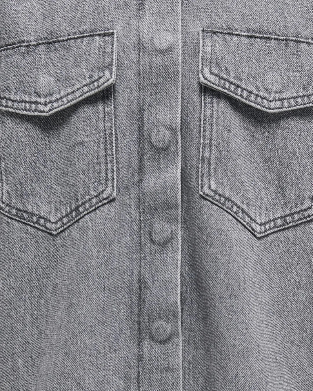 Girls Grey Denim Shirt Only Short Sleeve Casual Style