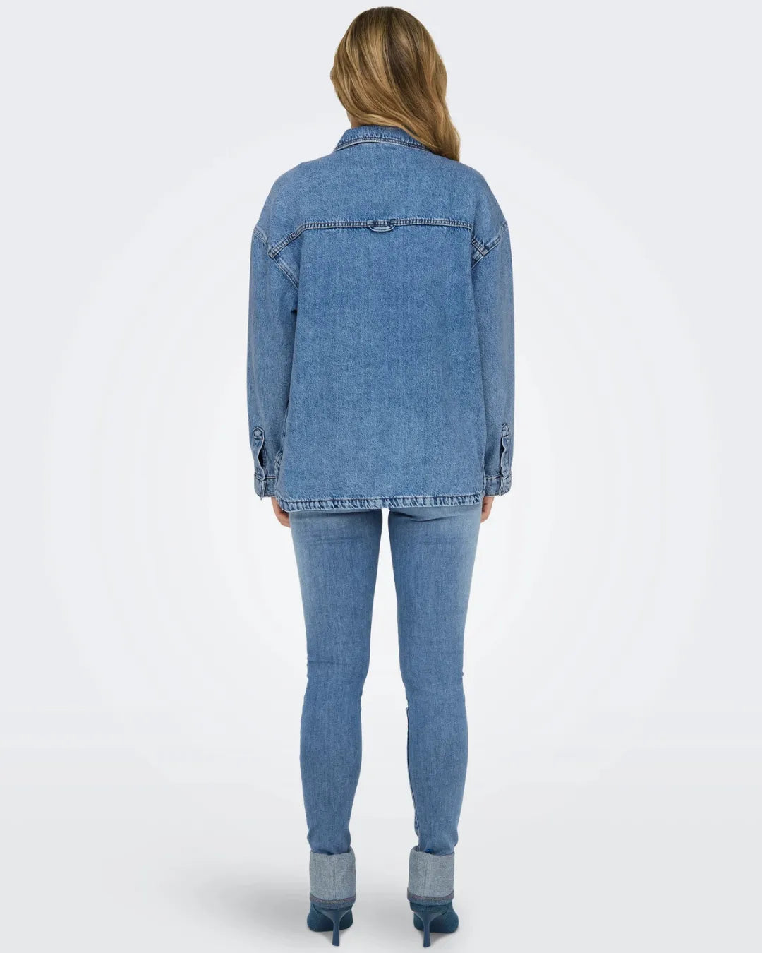 Vintage Blue Denim Shacket for Women Oversized Style