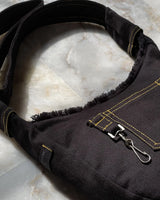 Jet Black Reworked Denim Shoulder Bag By TLD