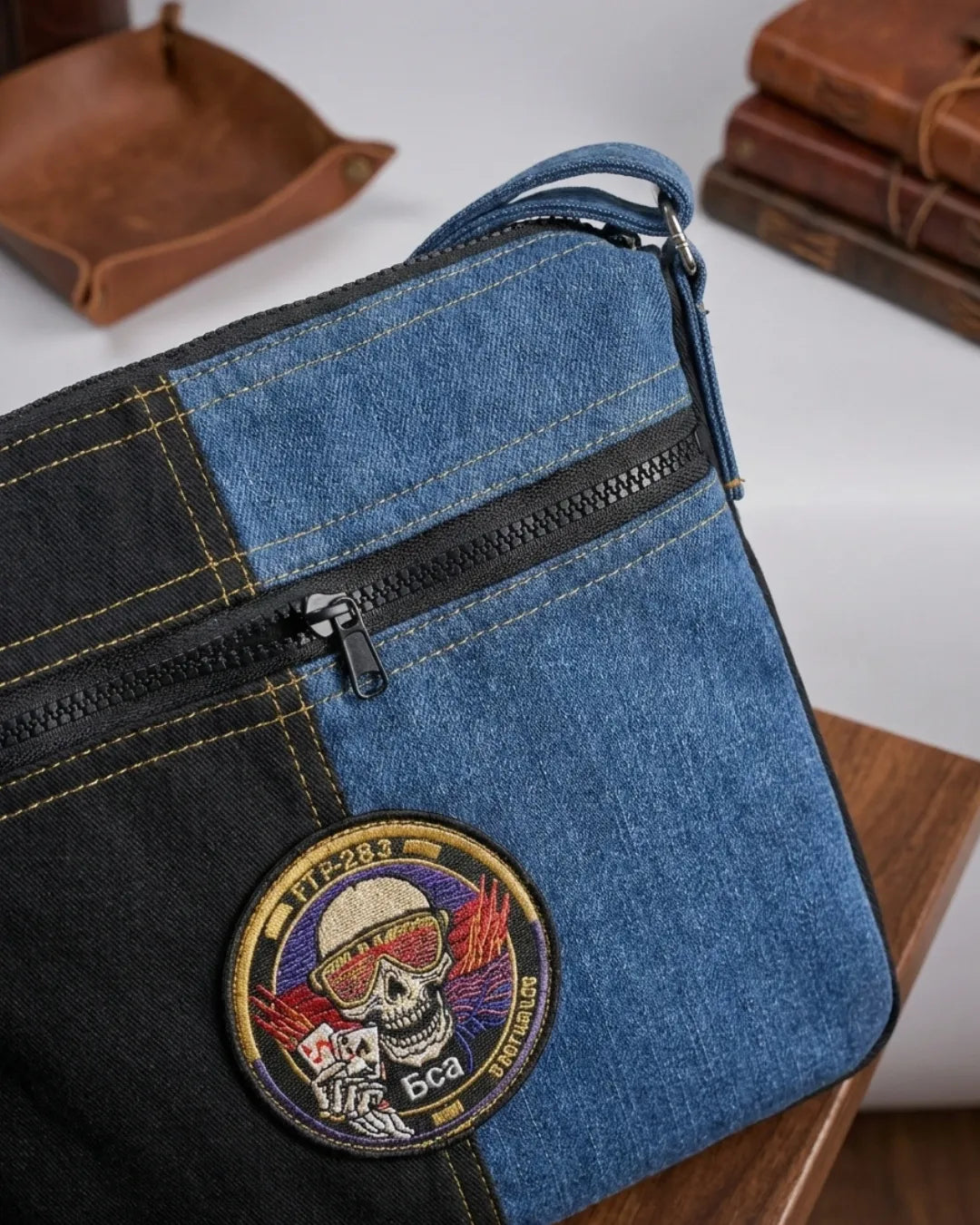 TLD Two Tone Denim Laptop Premium Crossbody MacBook iPad Messenger Bag