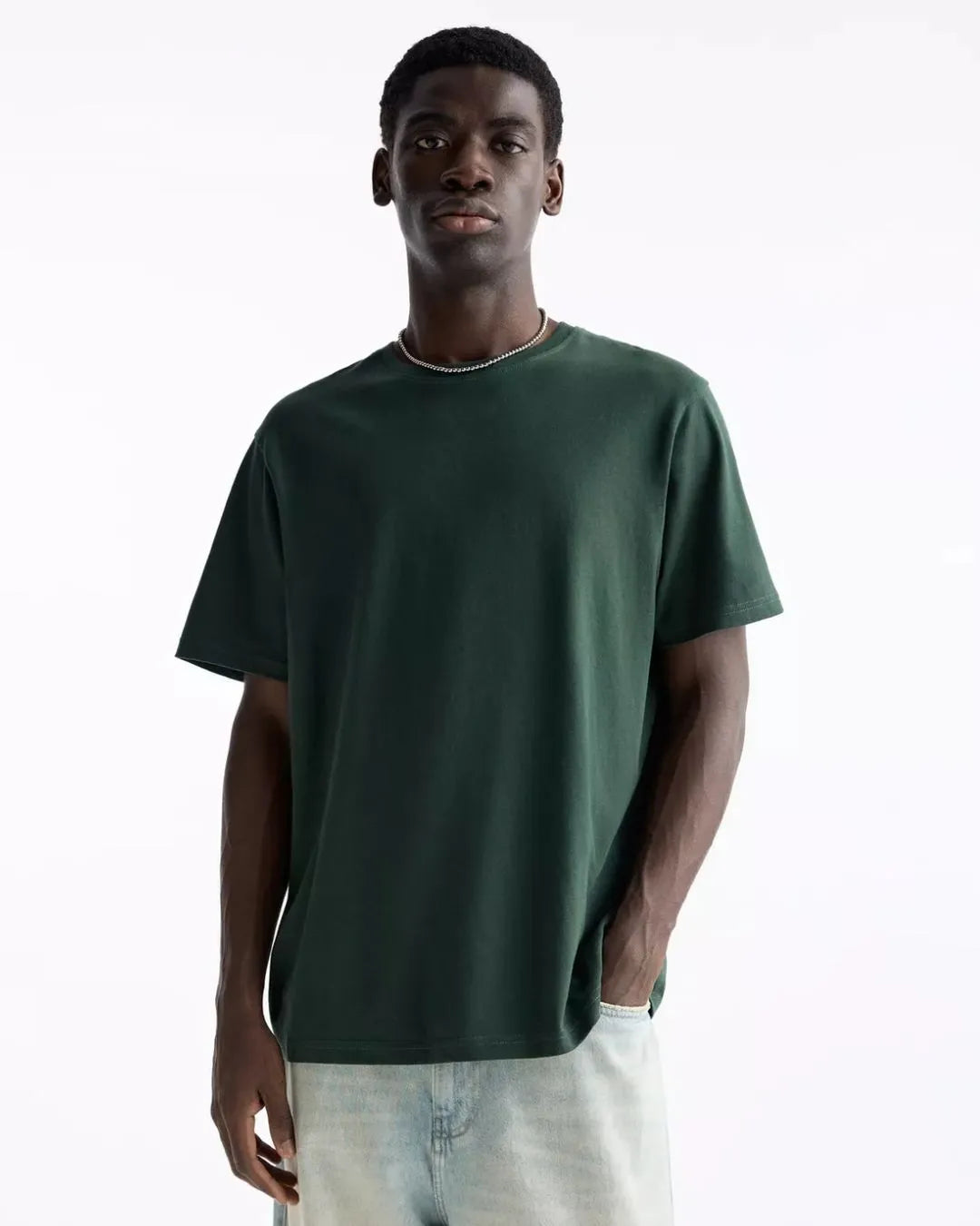 Castleton Green Wash Blank Tee Stwd Pull&Bear Down Shoulder