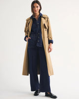 Lands End Dark Wash Denim Shirt Women Classic Fit