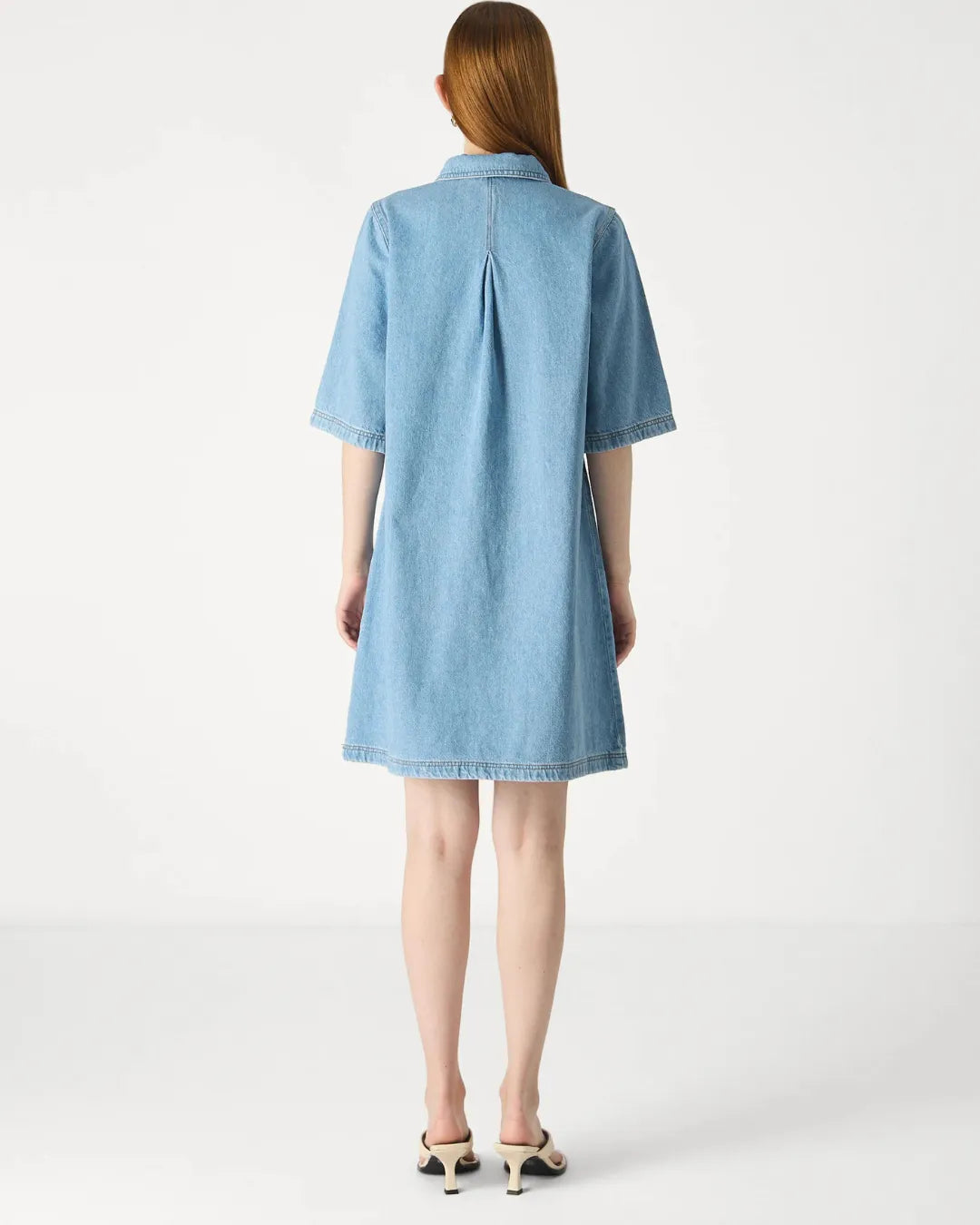 Elegant Blue Denim Mini Dress – Modern Casual Summer Outfit for Women