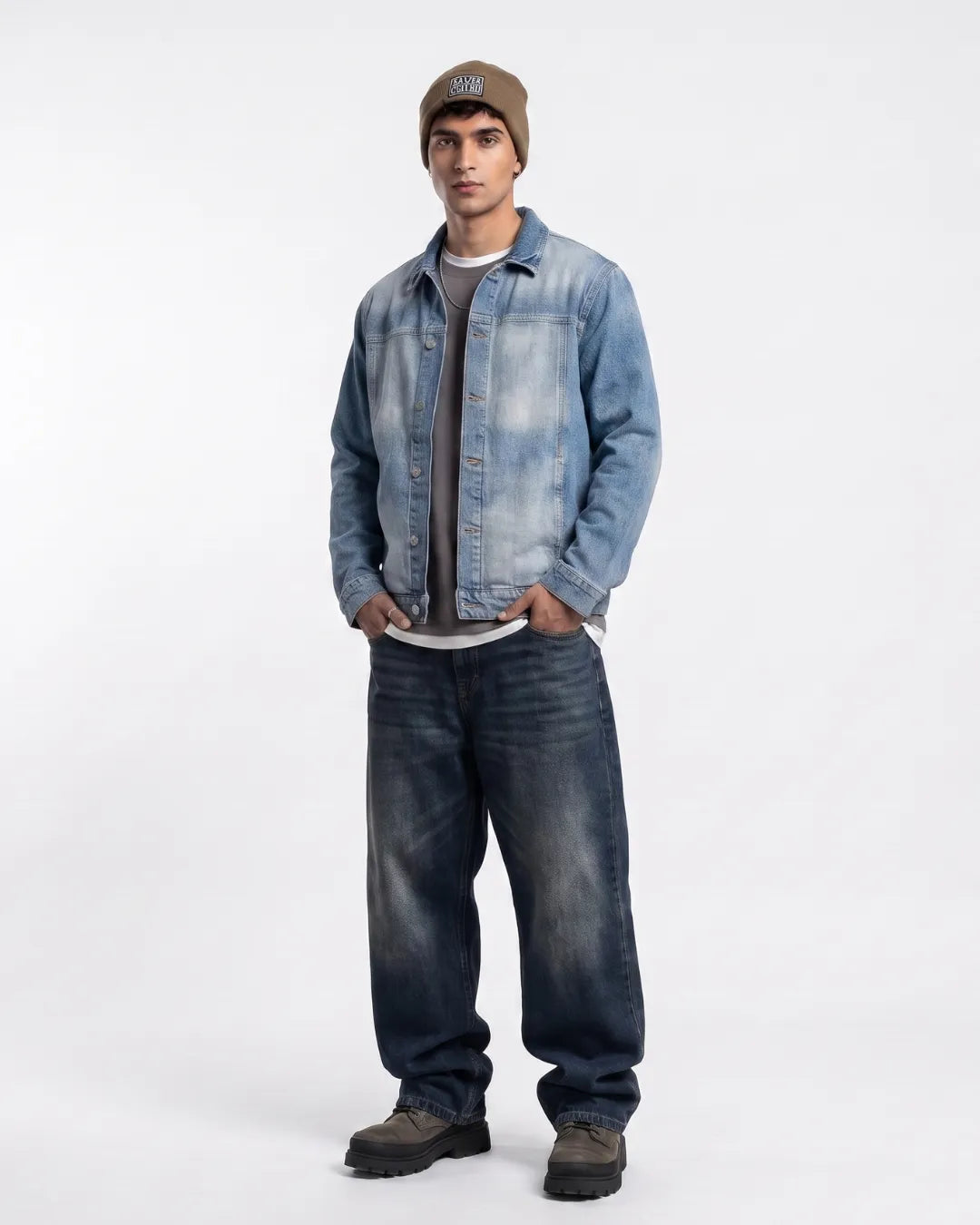 Vintage Wash Oversized Denim Jacket for Men