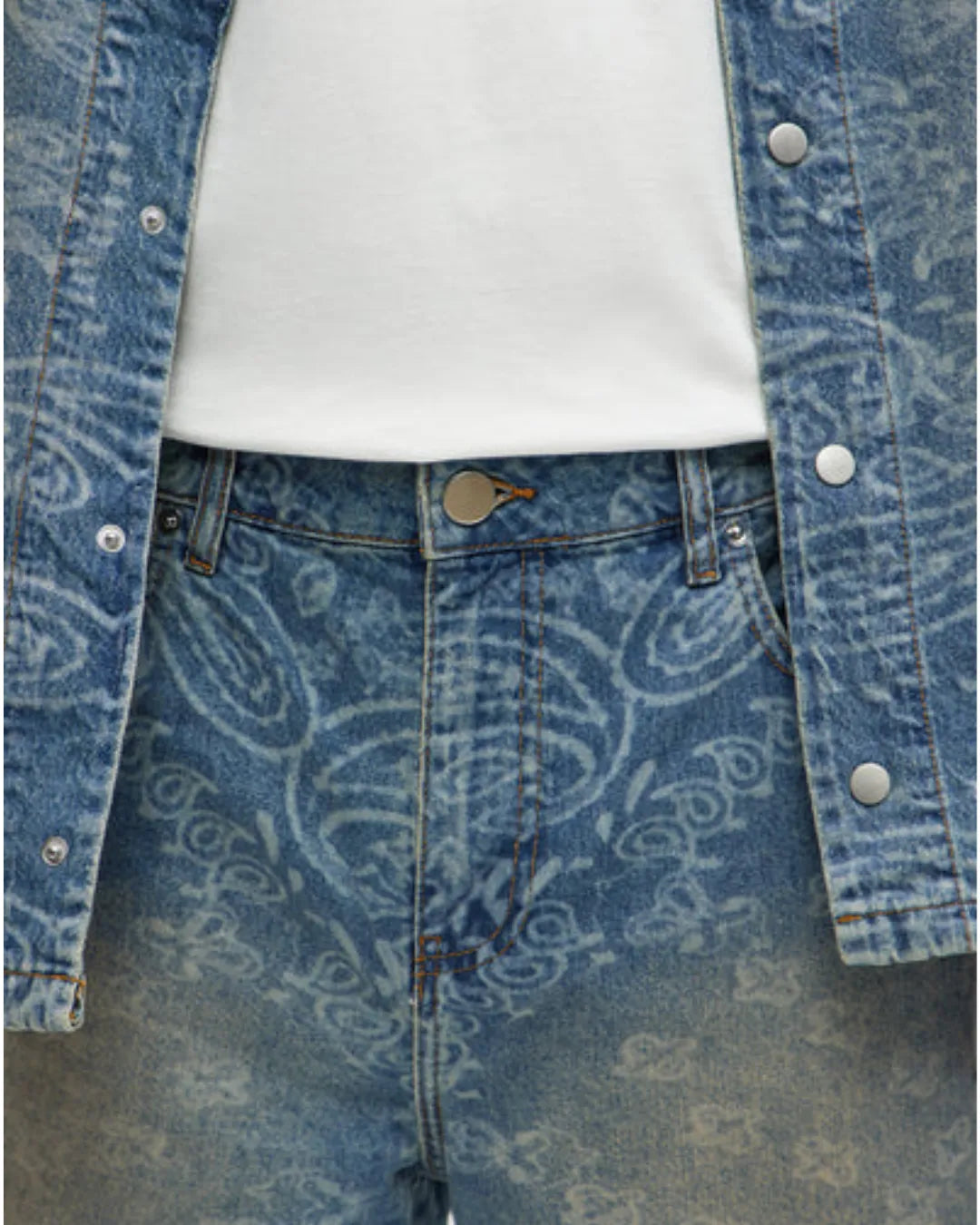 Novamen Men's printed Relaxed Fit Denim Short