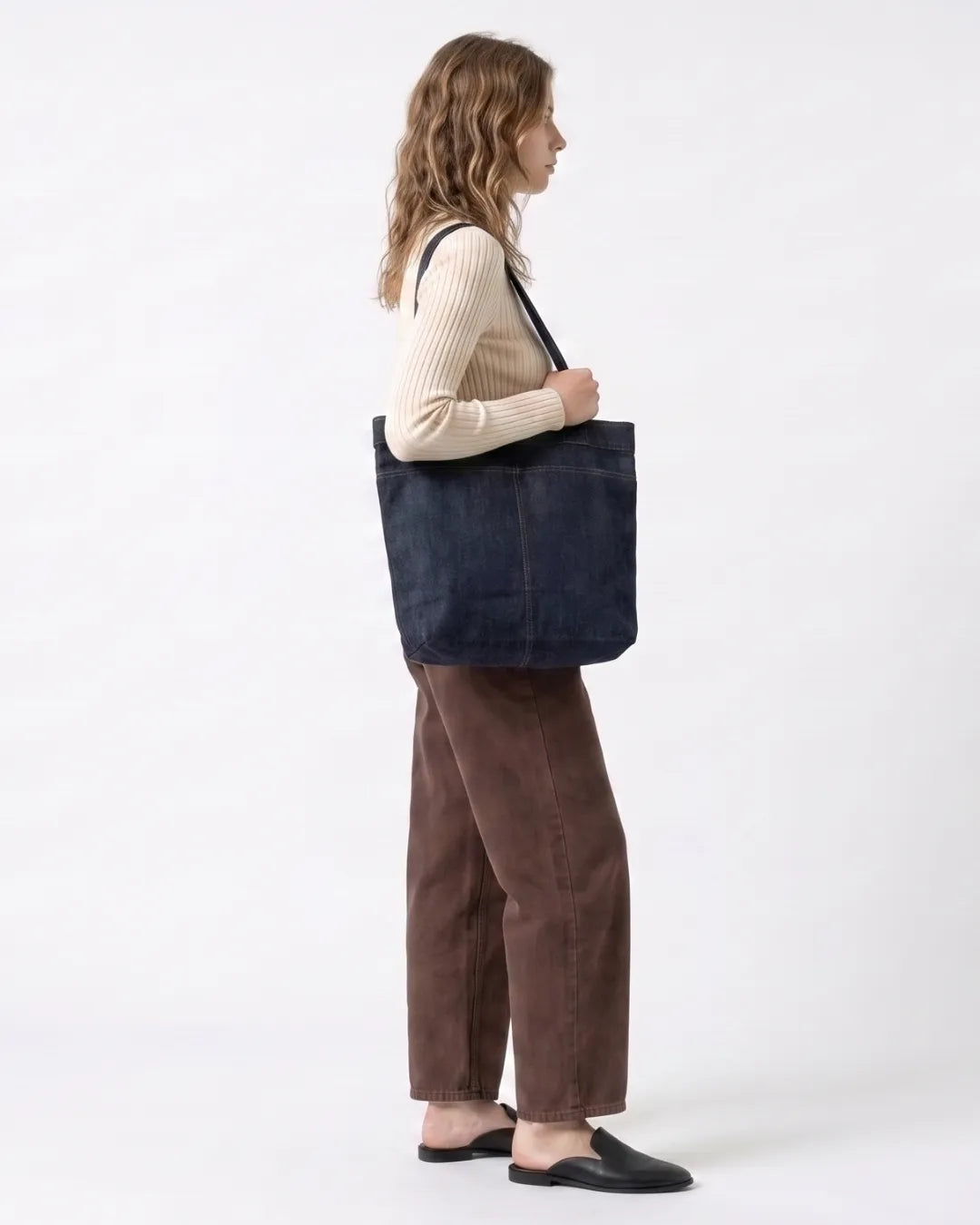 ONLY Dark Brown High-Waisted Barrel Jeans