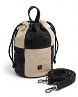 TLD Two-Tone Patchwork Denim Crossbody Bag – Unisex Drawstring Pouch Bag