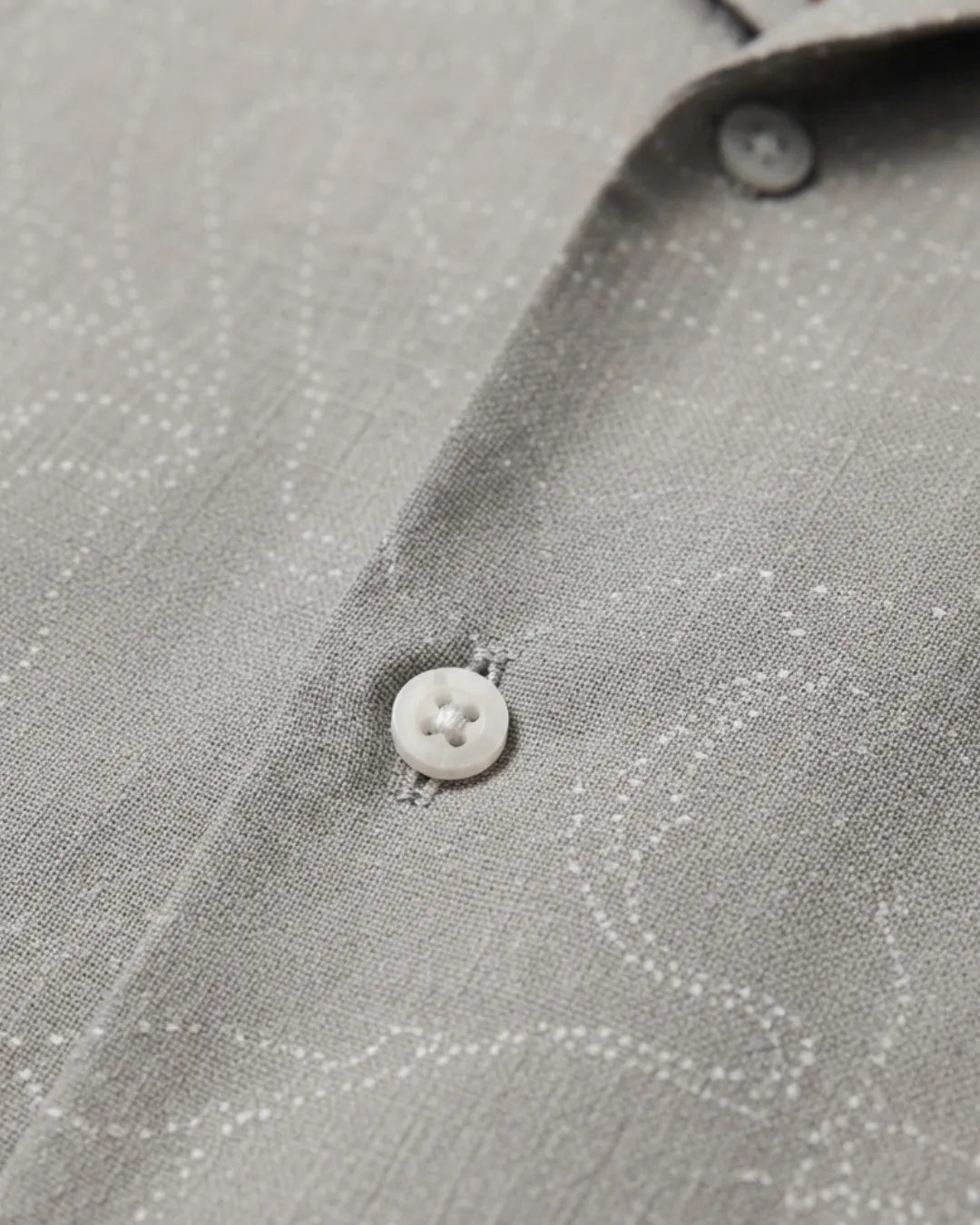 Zara Men's Grey Dotted Paisley Cuban Collar Shirt