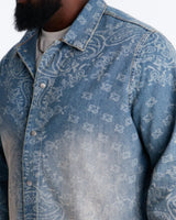 Novamen Men's Paisley Last Denim Button Up Shirt