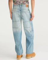 Men Light Wash Super Baggy Fit Carpenter Denim Jeans