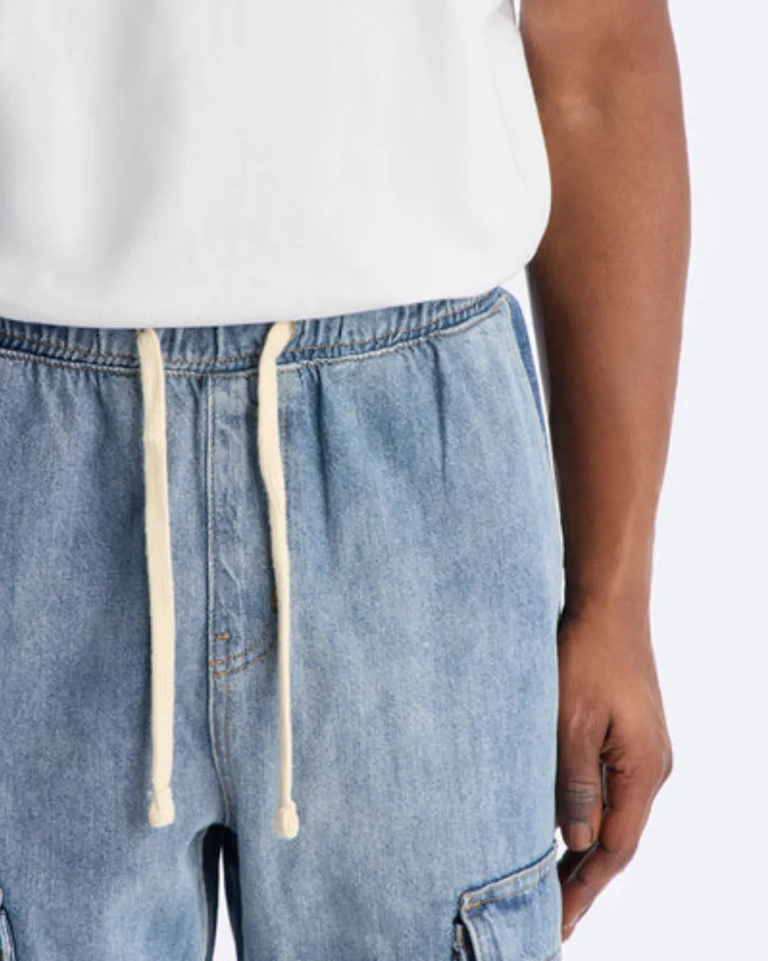 Novamen Men's 8-Pocket Relaxed Loose Fit Cargo Denim