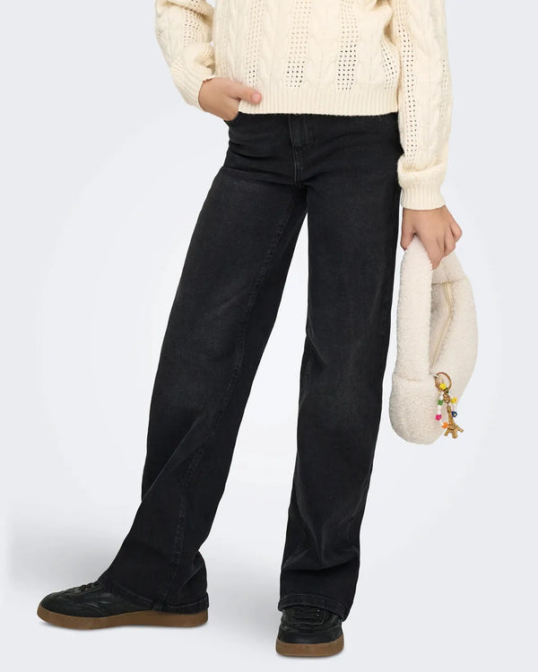 Only Girls Black Wide Leg Jeans