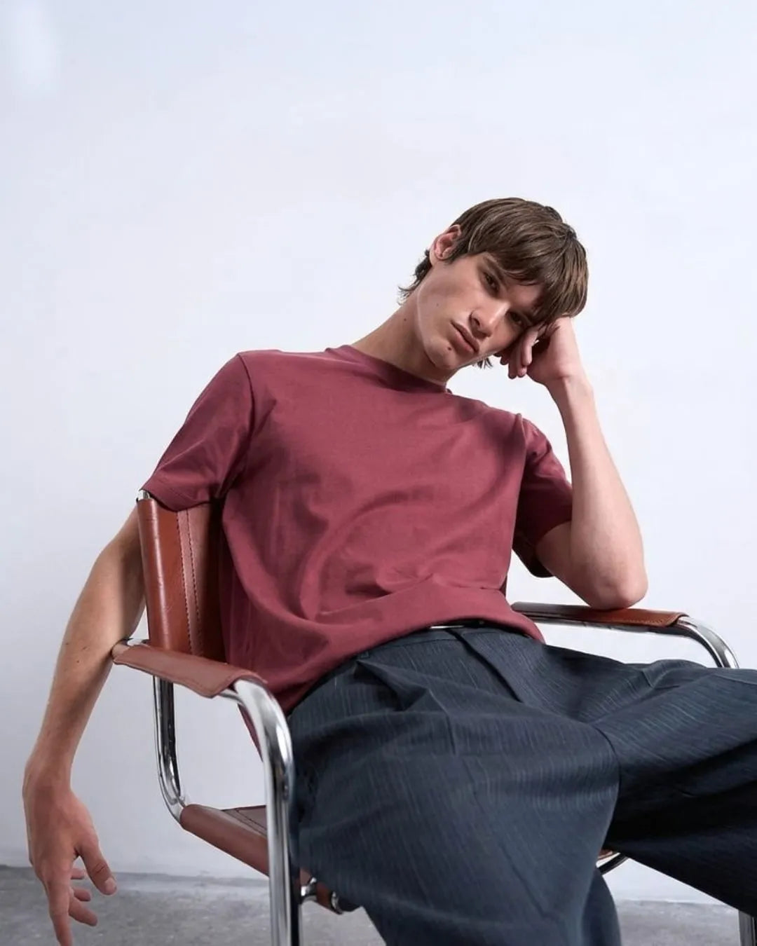 Burgundy Red tee stwd Pull&Bear Regular Fit
