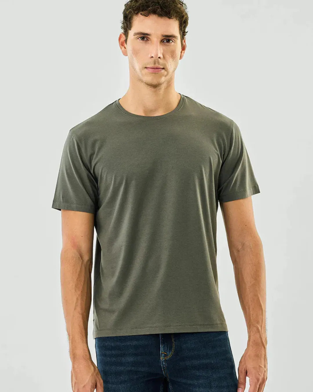 Olive Drab Crew Neck T Shirt Stwd Regular Fit
