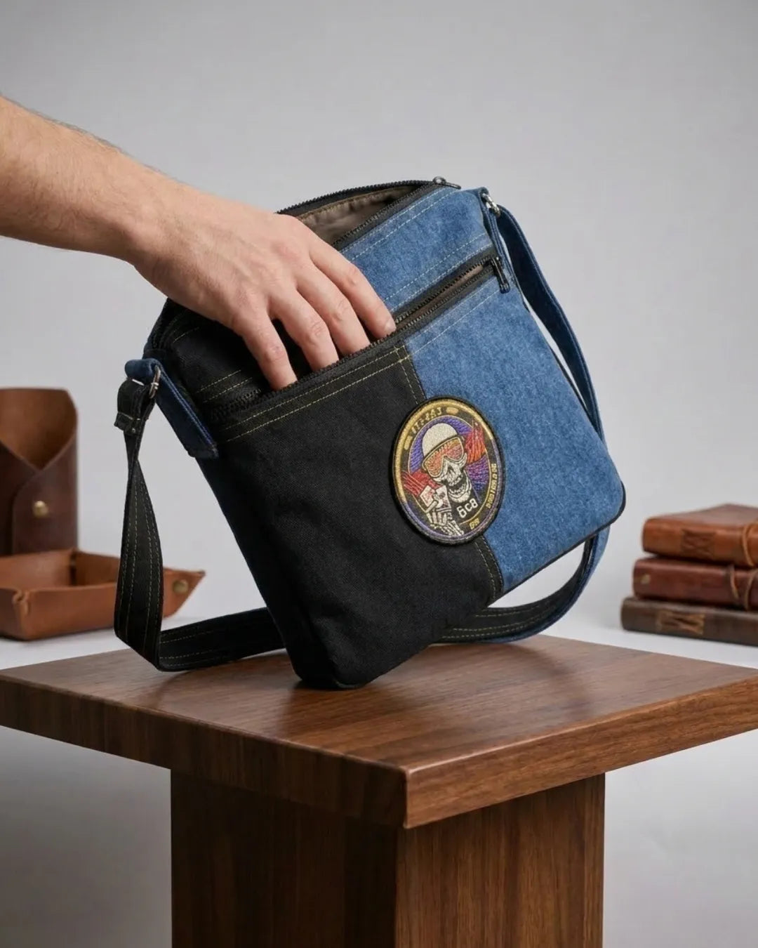 TLD Two Tone Denim Laptop Premium Crossbody MacBook iPad Messenger Bag