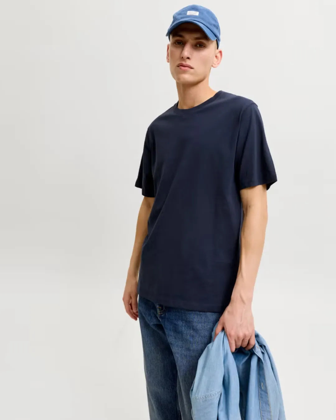Jack & Jones Navy Blue Down Shoulder Fit T Shirt