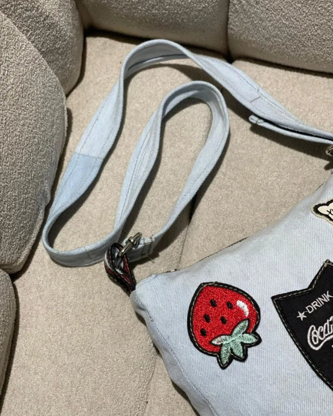 Reborn Patch Denim Crossbody Bag Glacier Blue