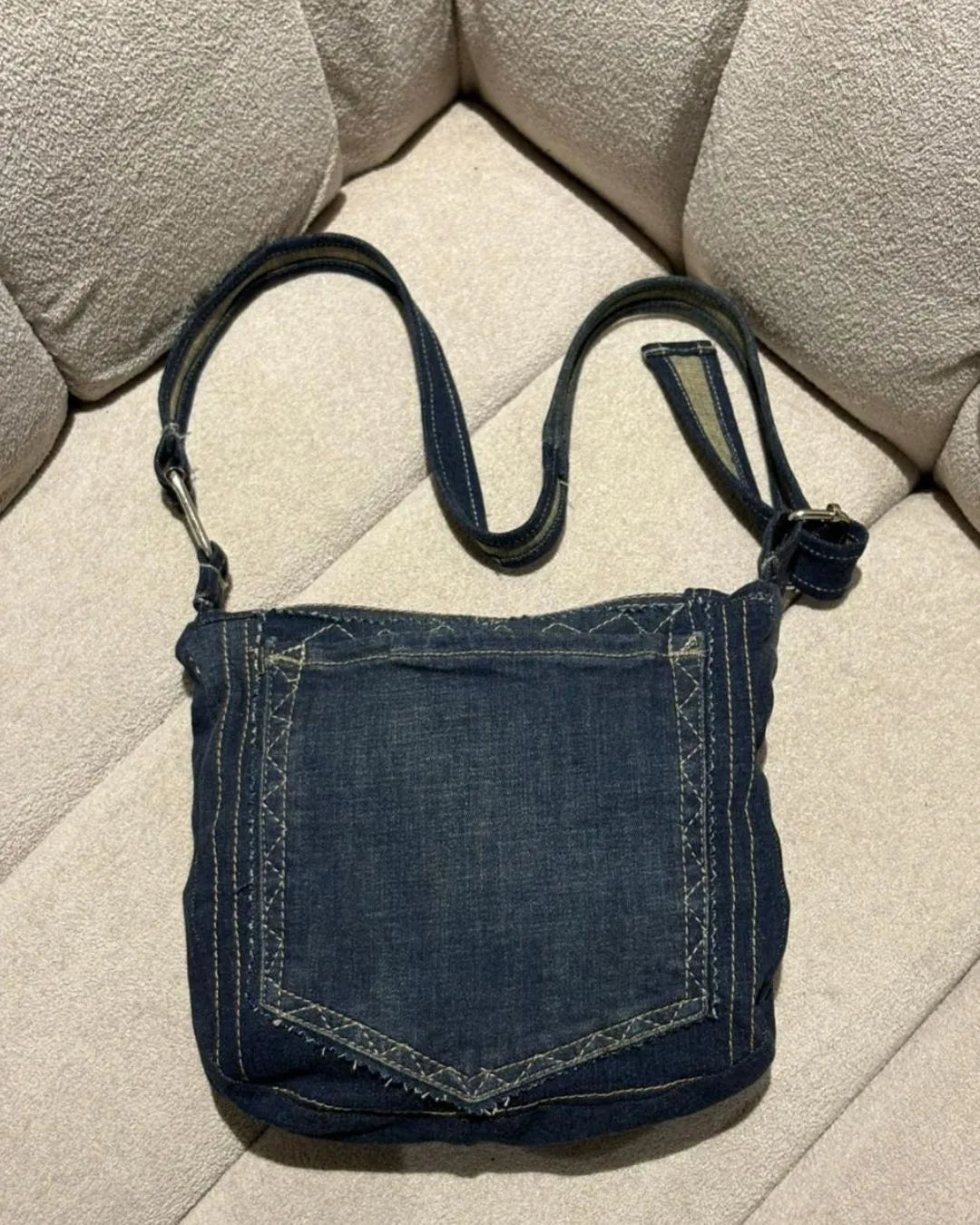 Lost Revival Indigo Patch Denim Crossbody Bag