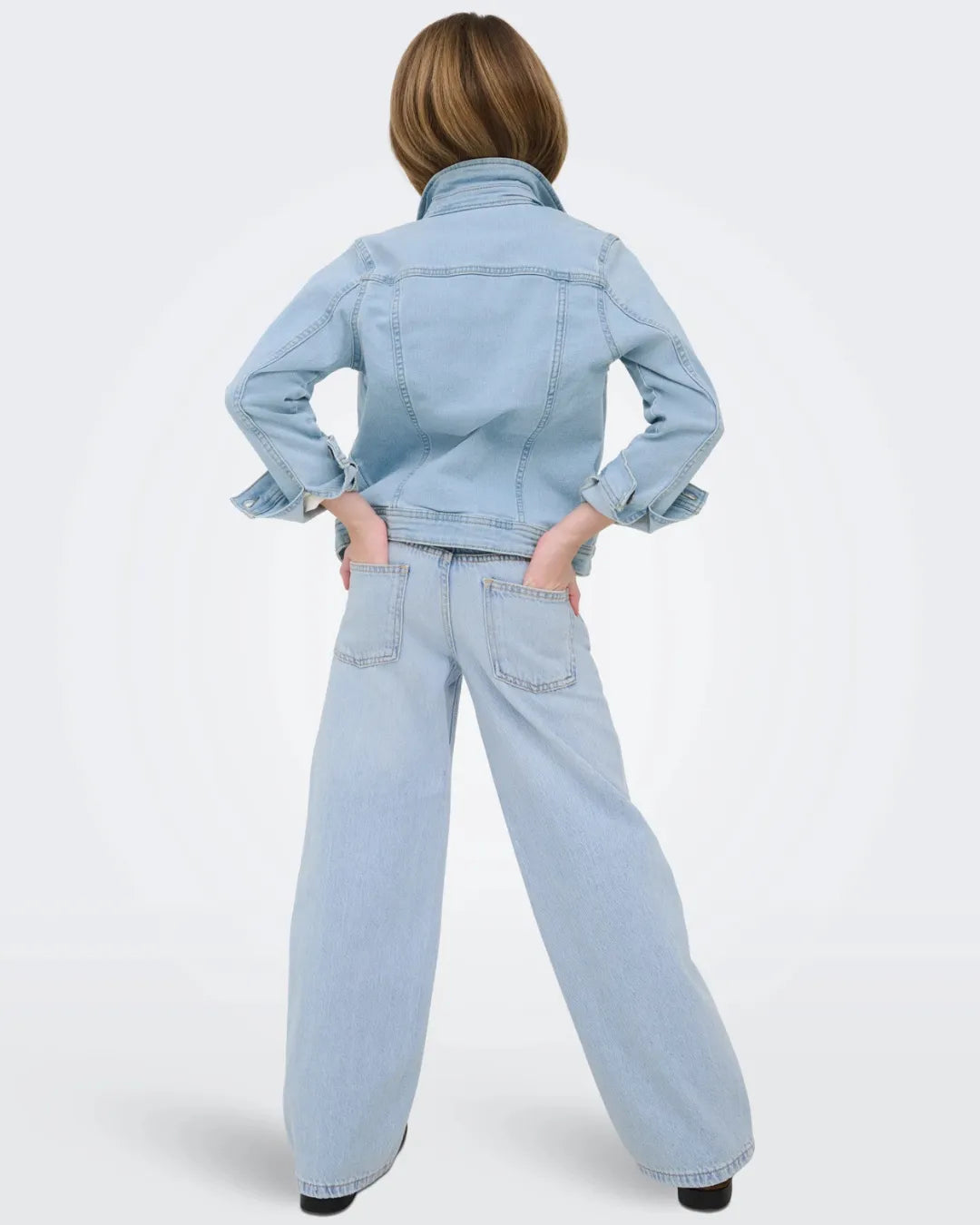 ONLY Girls Light Blue Wide Leg Distressed Jeans