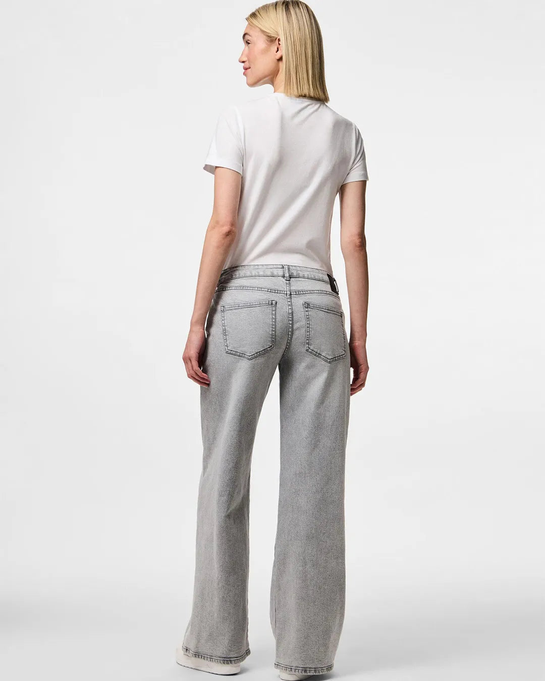 Pieces Wide Leg Light Grey Denim Jeans
