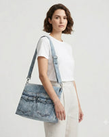 Sustainable Unisex Denim Crossbody Bag for University & Streetwear