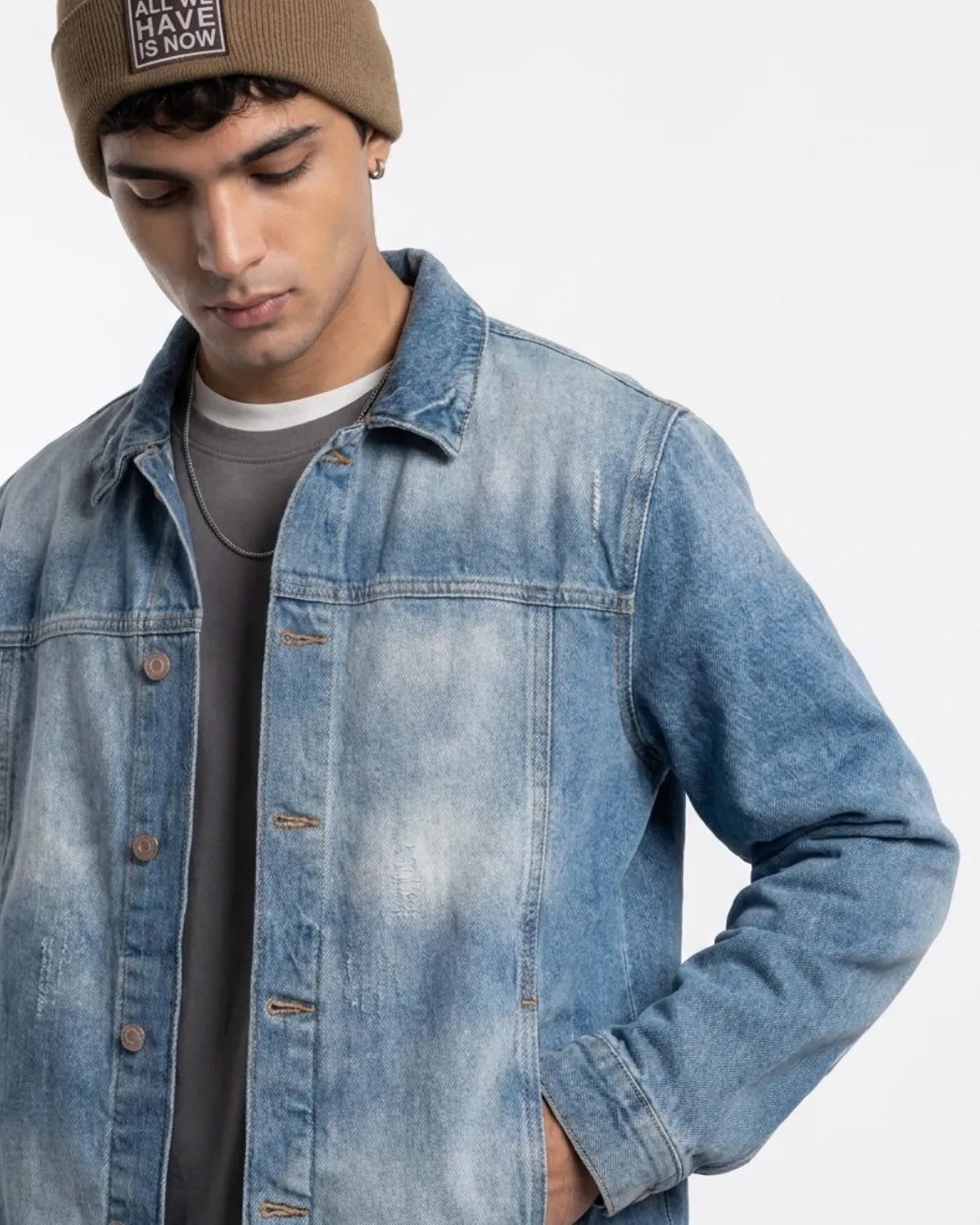 Vintage Wash Oversized Denim Jacket for Men