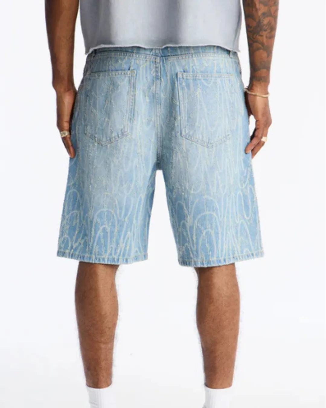 Novamen Men's Swervin Distressed Denim Short