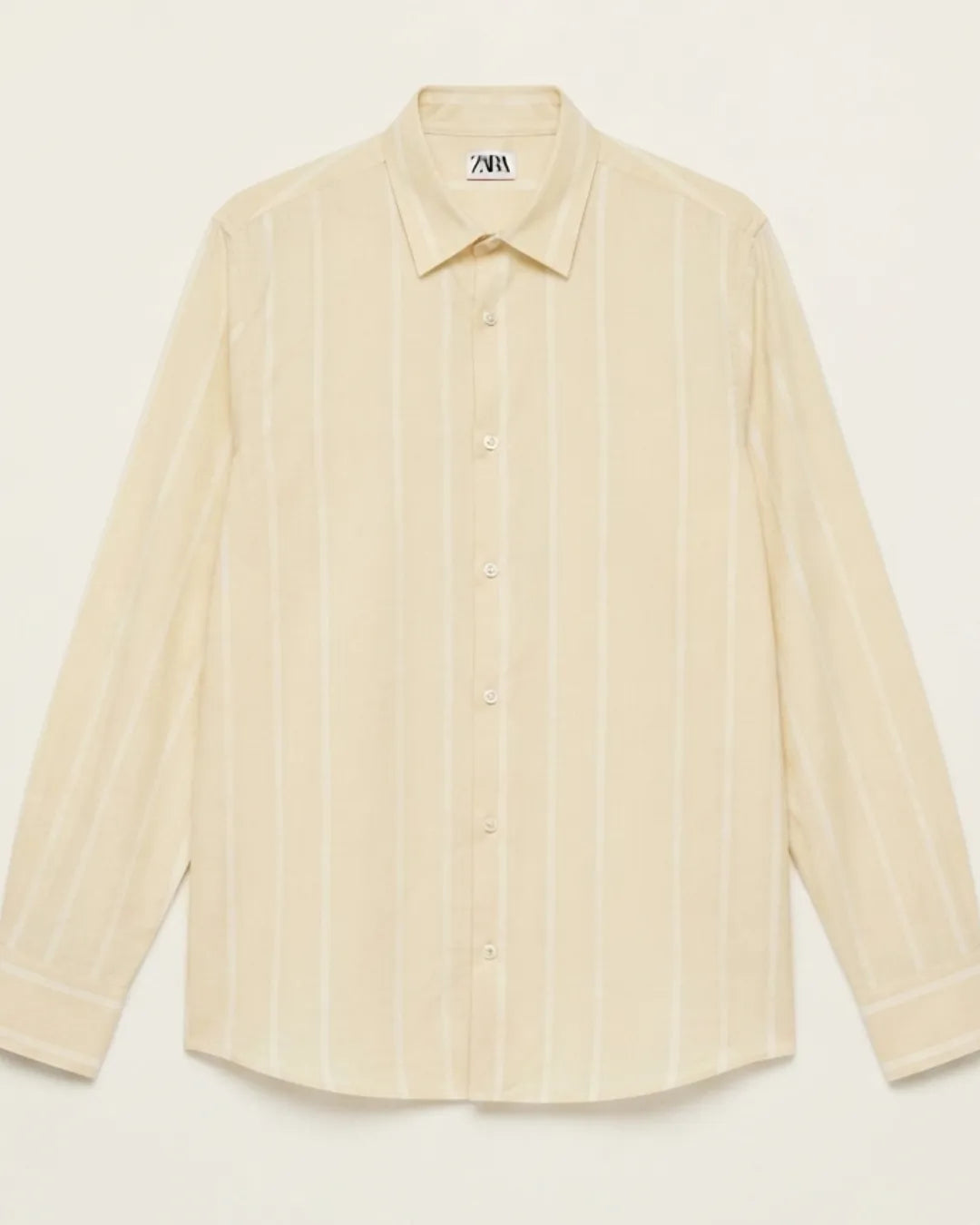 Zara Men's Textured Vertical Stripe Full Sleeve Shirt