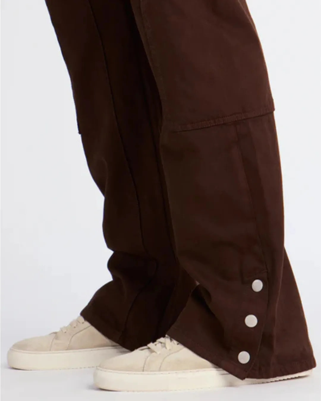 Novamen Men's Brown Stacked Slim Flare Peak Snap Jeans