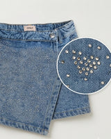Only Girls Rhinestone Embellished Denim Skirt