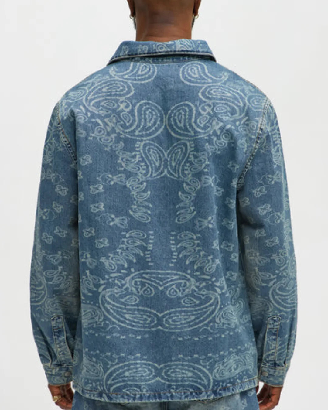 Novamen Men's Paisley Last Denim Button Up Shirt