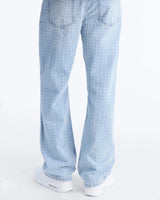 Novamen Men's Straight Flare Windowpane Jeans