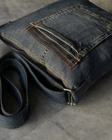 Reworked Denim Crossbody Bag With Dual Pocket Design By TLD