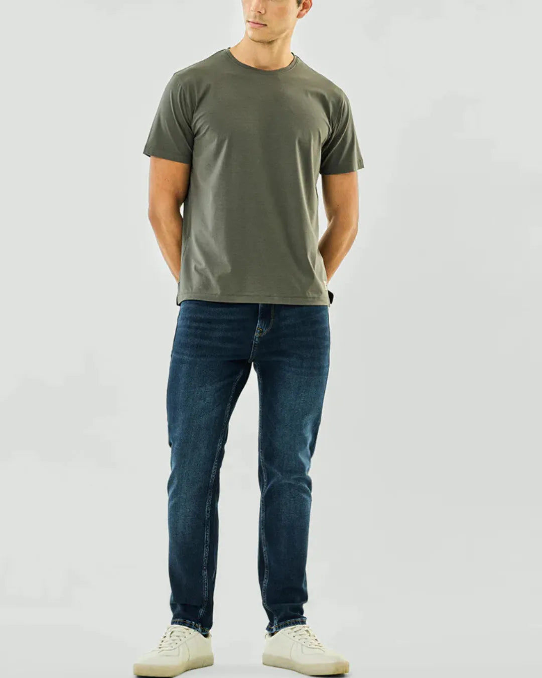 Olive Drab Crew Neck T Shirt Stwd Regular Fit