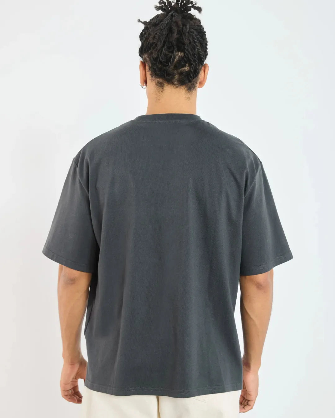 Dark Navy Blue Wash Blank Tee STWD Pull&Bear Down Shoulder