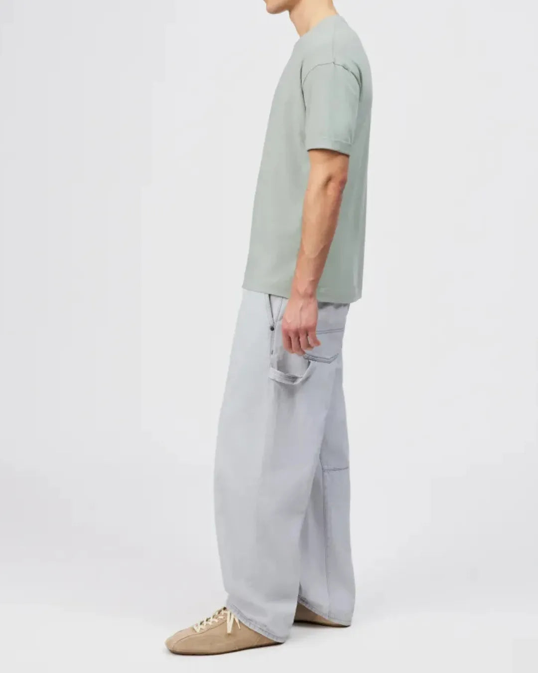 Jack & Jones Sage Green Down Shoulder Fit T Shirt