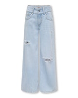 ONLY Girls Light Blue Wide Leg Distressed Jeans
