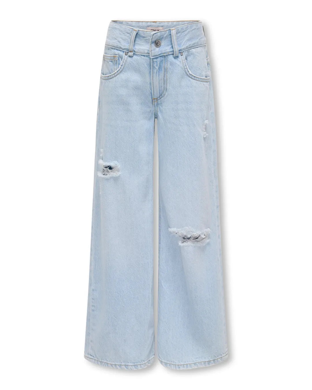 ONLY Girls Light Blue Wide Leg Distressed Jeans